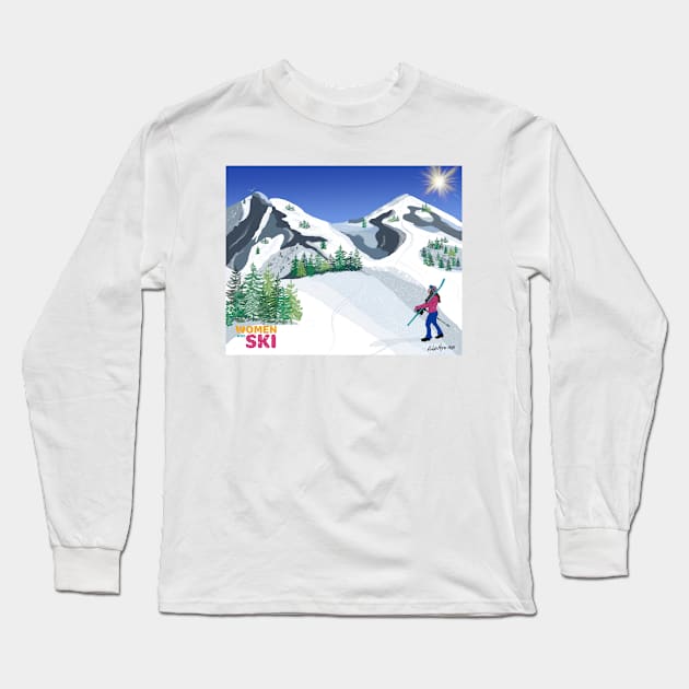 Women Who Ski 2023 Long Sleeve T-Shirt by AmberAyers